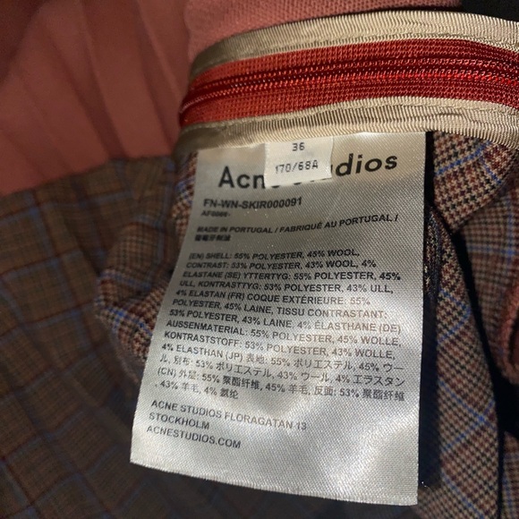 Acne Studios Electric-Pleated Asymmetrical Midi Skirt In Orange Wool Blend sz 36 - Picture 10 of 10